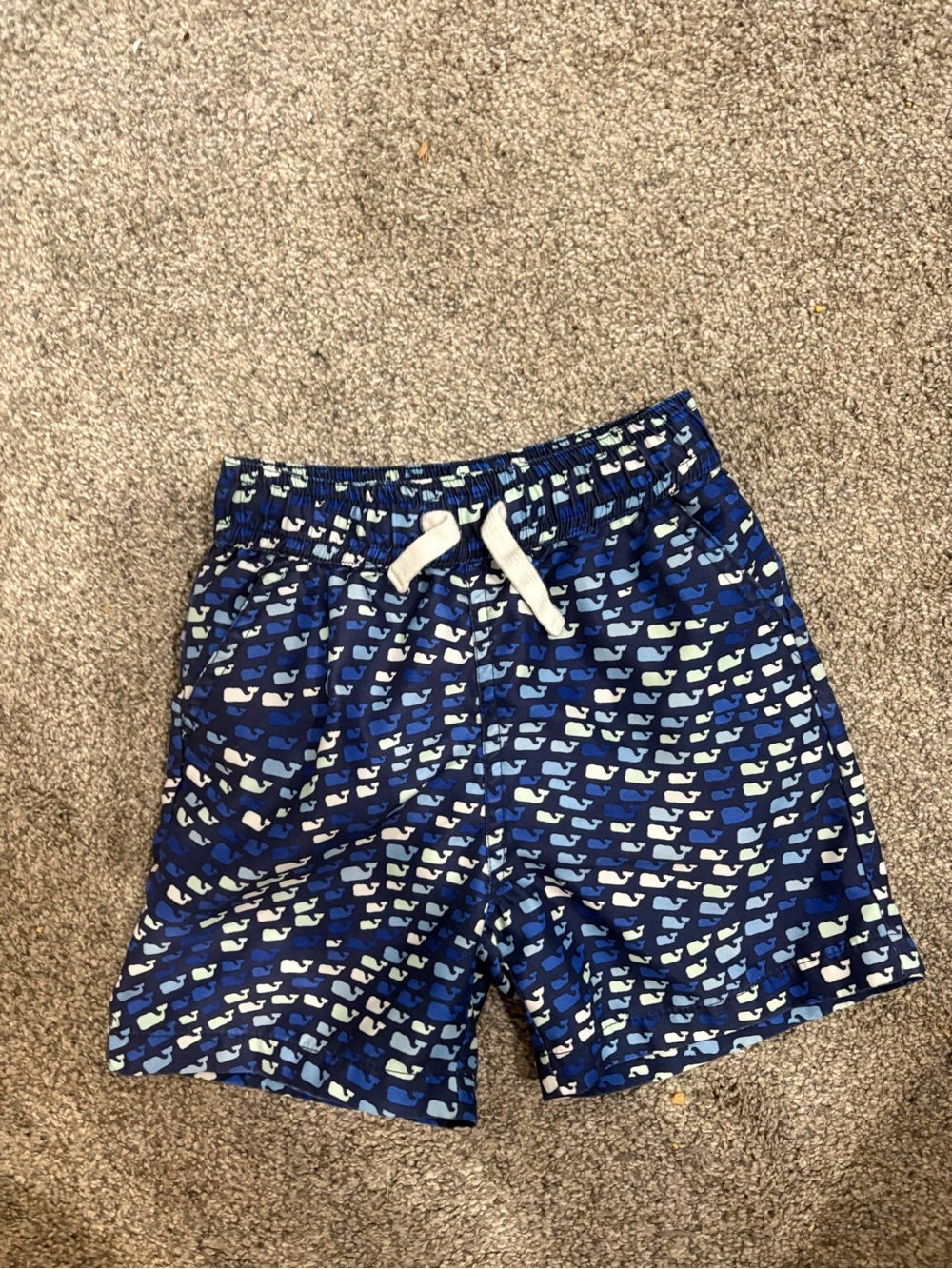 Vineyard Vines Navy & White Whale-Pattern Swim Trunks